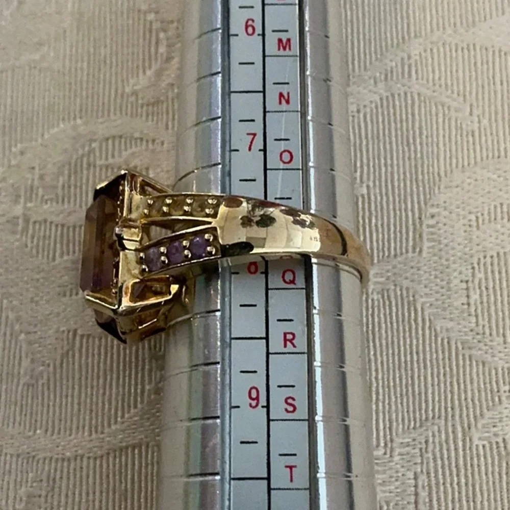 Ametrine vintage ring size 7.75-8? sterling silver w/ gold layer over 925 Estate - Picture 7 of 14